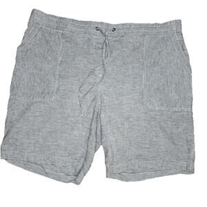Talbots Linen Blend Bermuda Shorts 16W Women Elastic Waist Drawstring Coastal